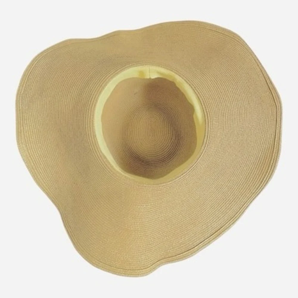 Wide Brim Floppy Straw Sun Hat Natural Tan Foldable Beach Women One Size VG
